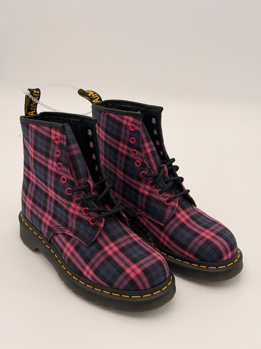 Dr. Martens 1460 Tartan Plaid Boots Pink Black Womens Size 9 NWT